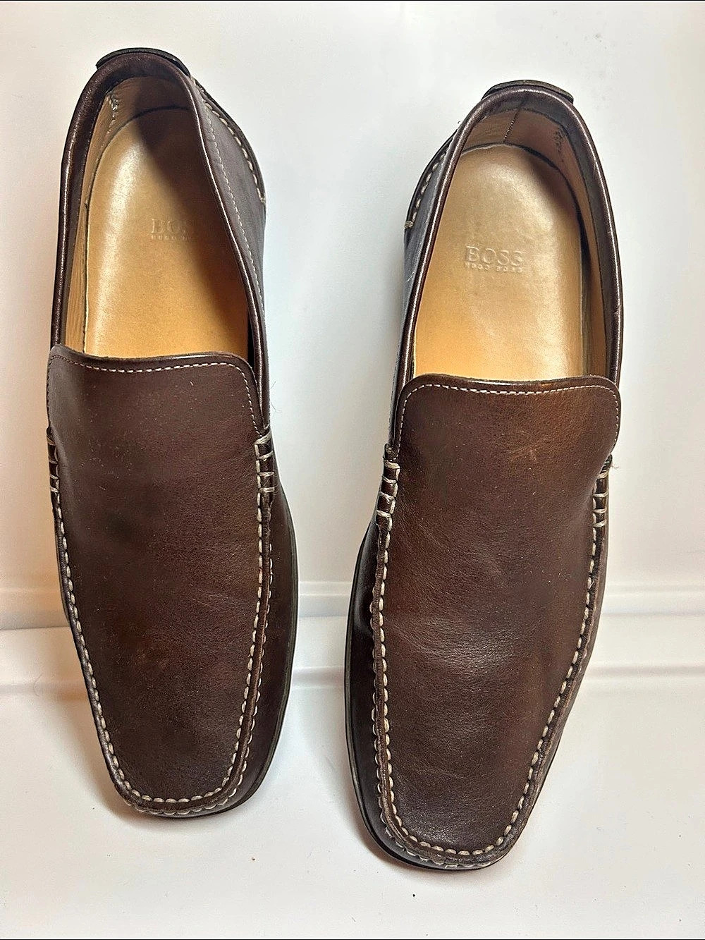 BOSS Brown Leather Loafers Size 8.5